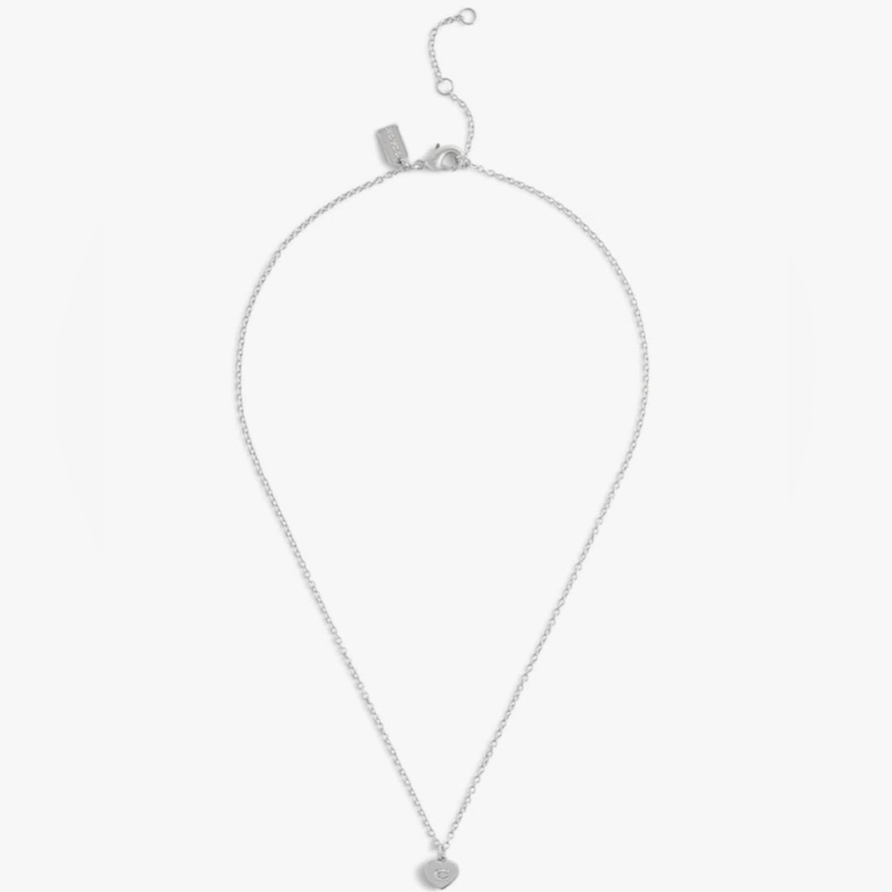 COACH Necklace with Heart-Shaped Pendant - Silver - Picture 6 of 9